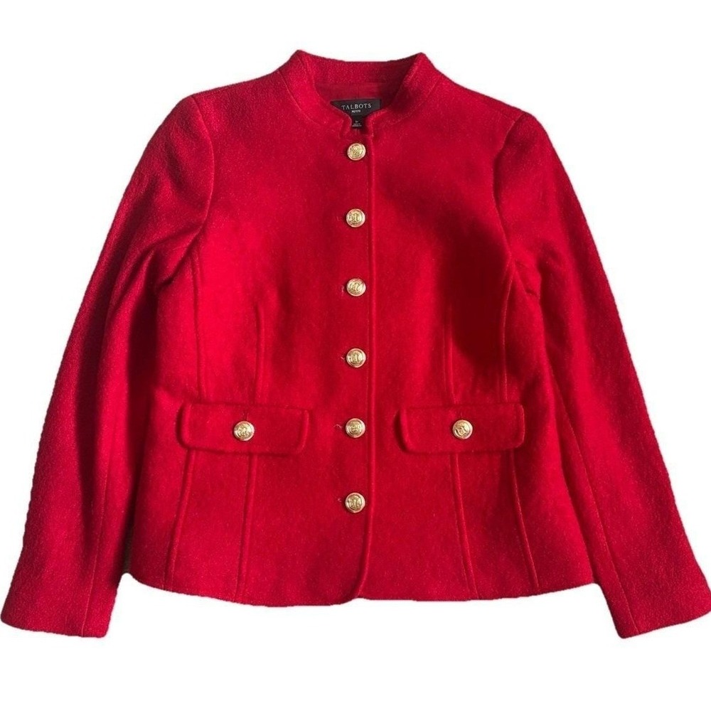 Vtg Talbots Wool Boucle Cropped Blazer Jacket Women 2 Petite Gold Button Preppy